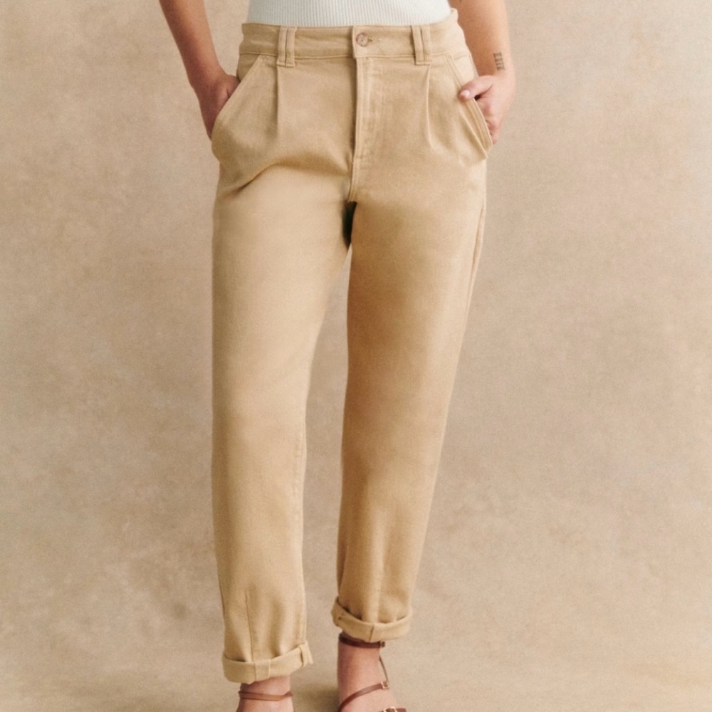Sezane Manu Trousers Beige Sz 4/36